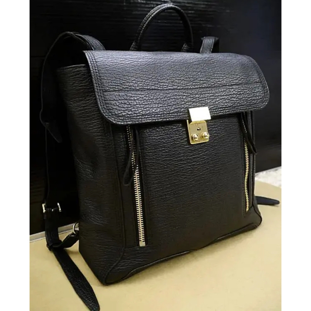 3.1 Phillip Lim(スリーワンフィリップリム)の美品◆3.1フィリップリム PASHLI レザー バックパック リュック 黒◆ レディースのバッグ(リュック/バックパック)の商品写真