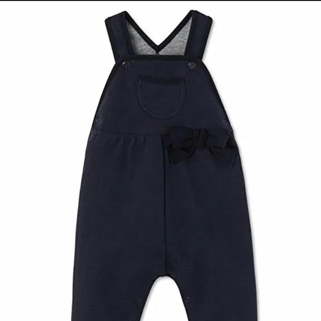 PETIT BATEAU(プチバトー)のpetit bateau プチバトー リボン付ジャージーサロペット キッズ/ベビー/マタニティのベビー服(~85cm)(ワンピース)の商品写真