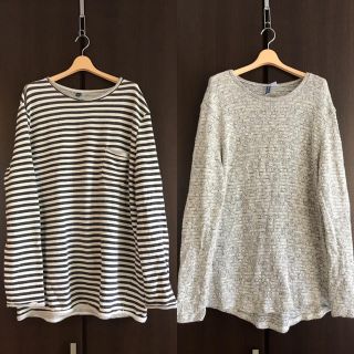 エイチアンドエム(H&M)のボーダーカットソー＆グレーカットソー(Tシャツ/カットソー(七分/長袖))