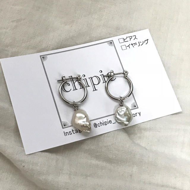 ZARA(ザラ)の再∞販 pearl simple hoop pierce ハンドメイドのアクセサリー(ピアス)の商品写真