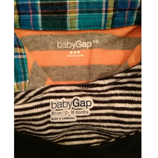 babyGAP(ベビーギャップ)のお値下げ！⭐baby GAP⭐重ね着風シャツ&ショートオールのセット80 キッズ/ベビー/マタニティのベビー服(~85cm)(カバーオール)の商品写真