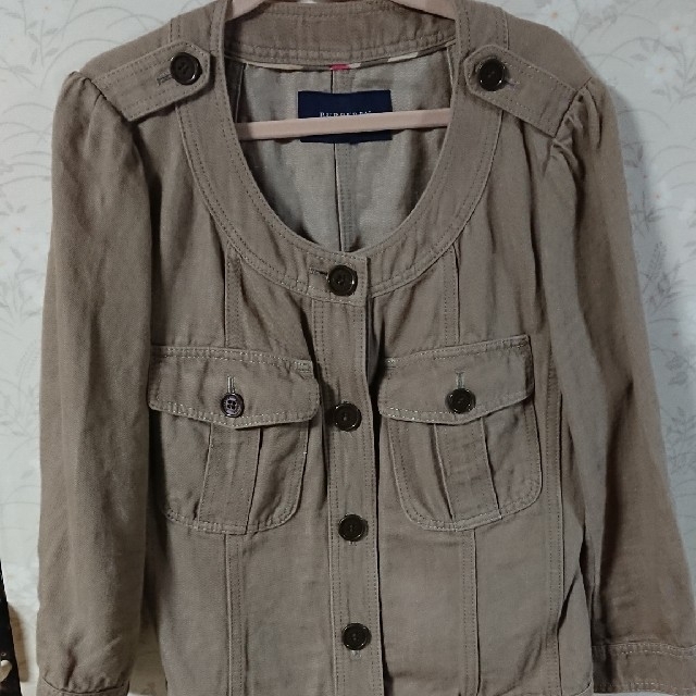 BURBERRY(バーバリー)のBURBERRY バーバリー ノーカラー七分袖ジャケット 46(15号) レディースのジャケット/アウター(ノーカラージャケット)の商品写真