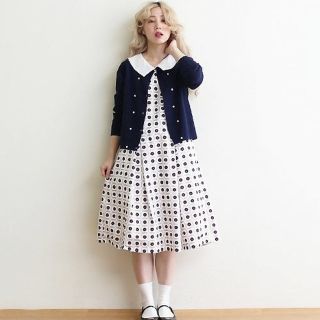 ドットアンドストライプスチャイルドウーマン(Dot&Stripes CHILDWOMAN)のオリジナルフラワープリント　ビッグカラーワンピース(ロングワンピース/マキシワンピース)