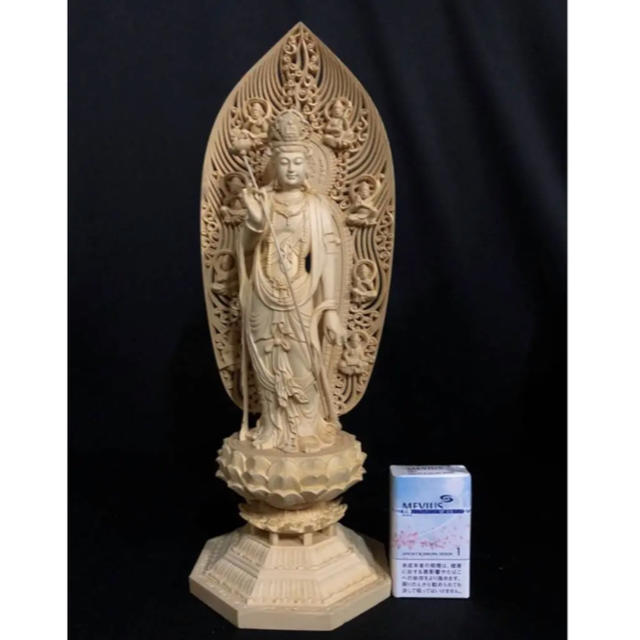 檜材 最高級 仏教美術 木彫仏像 月光菩薩立像 大型高45cm 超高品質で