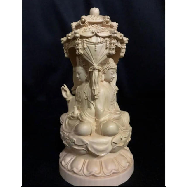 新作 総柘植材 一刀彫 仏教美術 木彫仏像 三面仏像 阿弥陀如来三尊像 新作 総柘植材 一刀彫 仏教美術 木彫仏像 三面仏像 阿弥陀如来三尊像