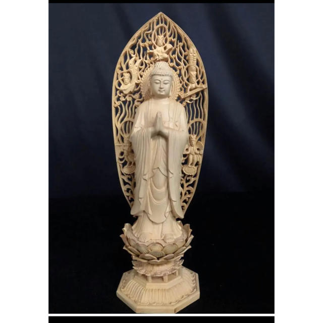 彫刻/オブジェ総柘植材 極上品 木彫仏像 仏教美術 釈迦如来立像 - 彫刻