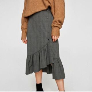 ザラ(ZARA)のZARA チェックスカート(ひざ丈スカート)