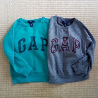 ギャップキッズ(GAP Kids)のGAP キッズ トレーナー 2点セット グリーン グレイ系 110cm 緑 (Tシャツ/カットソー)