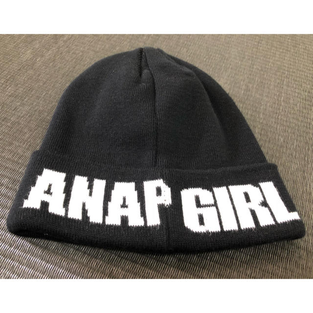 ANAP Kids(アナップキッズ)のANAP GIRL⭐️ブラックニット帽💓美品アナップ キッズ/ベビー/マタニティのこども用ファッション小物(帽子)の商品写真