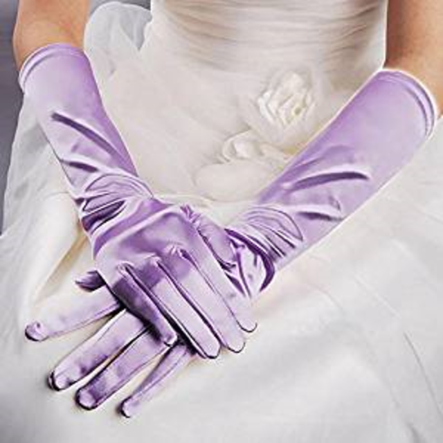 ななき様専用★ロングサテングローブ手袋ラベンダー薄紫＆イエロー レディースのファッション小物(手袋)の商品写真