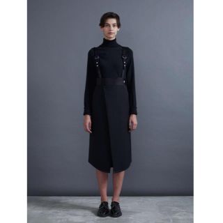 ユナイテッドアローズ(UNITED ARROWS)の未使用・完売品★THE RERACS OVERLAP SKIRT (BLACK)(ひざ丈スカート)