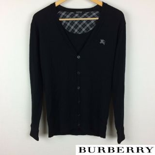 バーバリーブラックレーベル(BURBERRY BLACK LABEL)の美品 BURBERRY BLACK LABEL 長袖カーディガン ブラック(カーディガン)