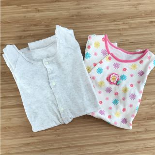 ベルメゾン(ベルメゾン)の専用☆3枚セット ロンパース 80 無地 花柄 ベージュ 綿100(ロンパース)