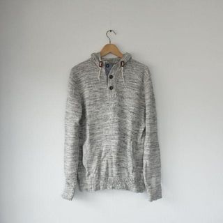 エイチアンドエム(H&M)のH&M　ニットパーカー美品　ミックスグレーHM001(ニット/セーター)