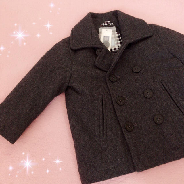 babyGAP(ベビーギャップ)の☆baby Gapベビーギャップ☆シンプルＰコート ☆グレー90サイズ新品 キッズ/ベビー/マタニティのキッズ服男の子用(90cm~)(コート)の商品写真