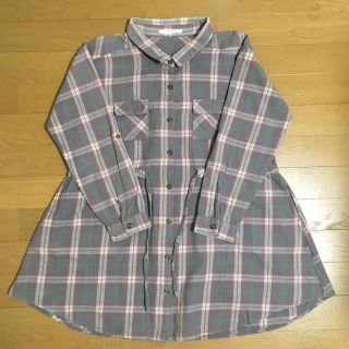 レトロガール(RETRO GIRL)のレトロガール シャツ ワンピース チュニック チェック グレー(シャツ/ブラウス(長袖/七分))