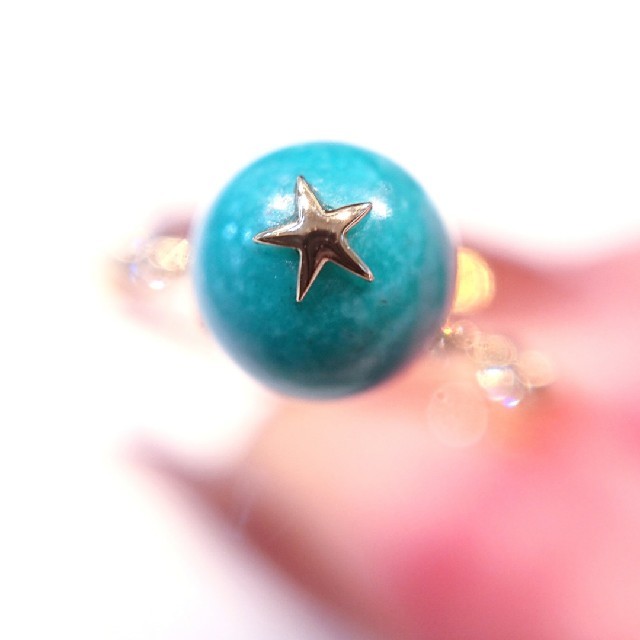 STAR JEWELRY(スタージュエリー)のにゃんこ日和様専用✨18金 ターコイズ ダイヤモンド リング 7号 誕生石 レディースのアクセサリー(リング(指輪))の商品写真