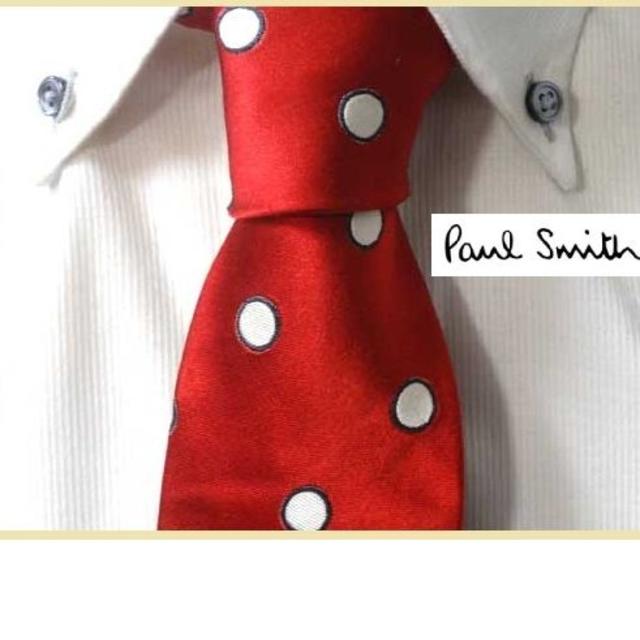 Paul Smith(ポールスミス)の★ポールスミスコレクション★最高級ドット柄ネクタイ★光沢レッドカラー メンズのファッション小物(ネクタイ)の商品写真