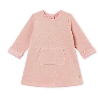 プチバトー(PETIT BATEAU)の新品未使用 ラメスウェットワンピースピンク24m(ワンピース)