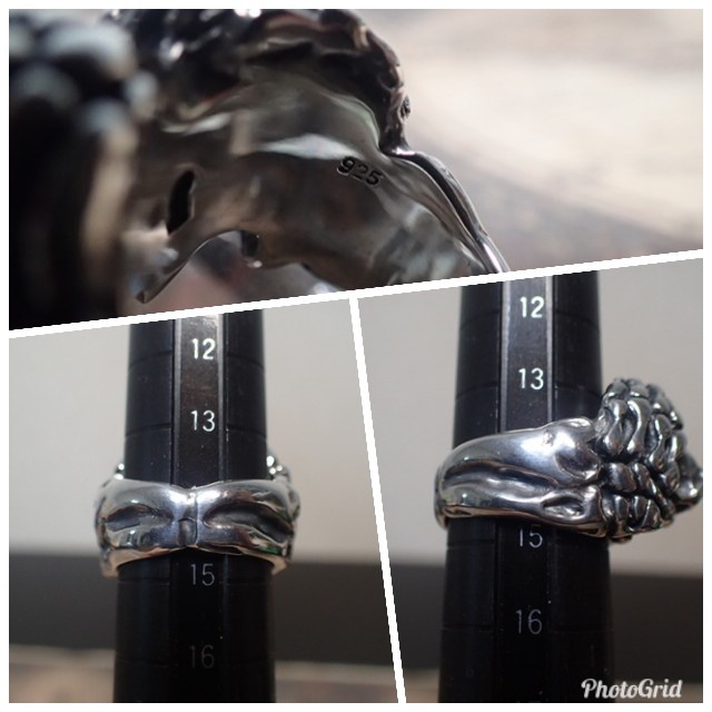 ボーンハンド スカル リング #14号15号 ハンドメイド シルバーアクセサリー メンズのアクセサリー(リング(指輪))の商品写真