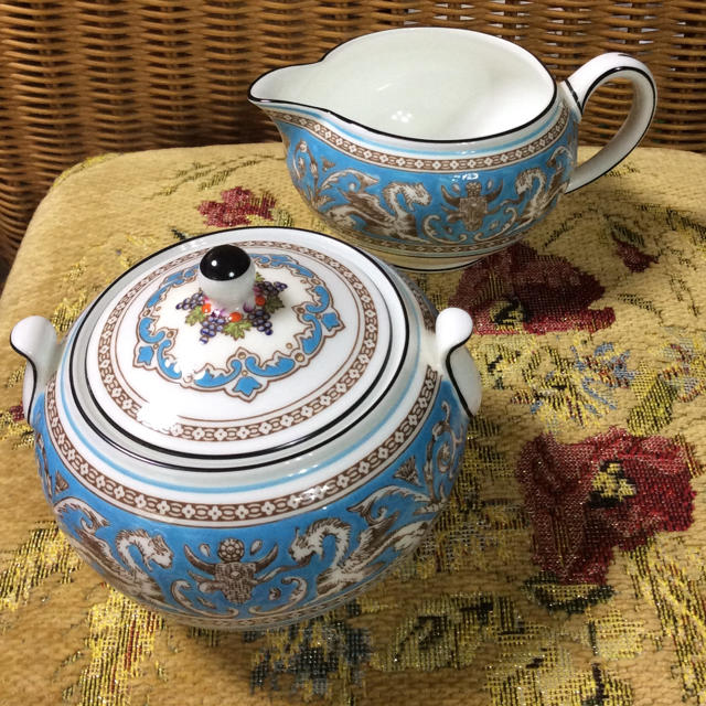 ウェッジウッド ターコイズ シュガーポット&クリーマー 未使用 ウェッジウッド ターコイズ シュガーポット&クリーマー 未使用