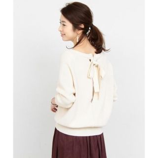 ビューティアンドユースユナイテッドアローズ(BEAUTY&YOUTH UNITED ARROWS)の☆新品未使用タグ付☆beauty&youth バックリボン ボートネックニット(ニット/セーター)