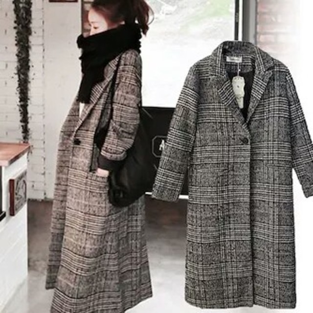 ZARA(ザラ)のチェック　コート レディースのジャケット/アウター(ロングコート)の商品写真