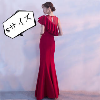 キャバドレス レッド ロング ドレス スリット ナイトドレス S 新品(ロングドレス)