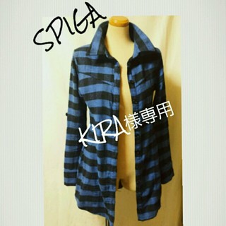 スピーガ(SPIGA)のSPIGAチェックシャツ黒×ブルー(シャツ/ブラウス(長袖/七分))