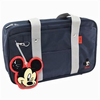 ディズニー(Disney)の【訳あり☆新品】ミッキー★スクールバッグ★ナイロン(ネイビー)パスケース付き♪(トートバッグ)