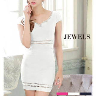 ジュエルズ(JEWELS)のjewels☆新品タグ付ホワイトドレスMサイズ(ミニドレス)