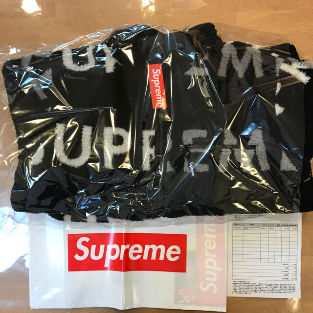 メンズLサイズ Supreme Logo Fleece Jacket Black