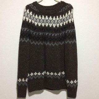 ザラ(ZARA)のZARA MANザラノルディック柄長袖ニットM40メンズセーターブラック(ニット/セーター)