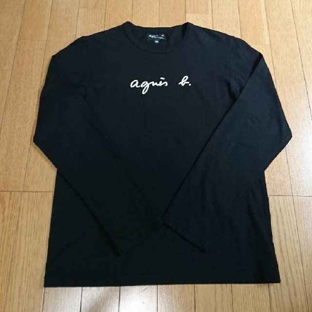 【極美品】agnes.b ロゴ プリント ロングTシャツ ブラック 2