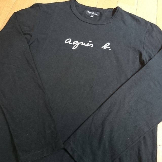 【極美品】agnes.b ロゴ プリント ロングTシャツ ブラック 2