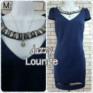 デイジーストア(dazzy store)のM: 新品 ストレッチワンピース／dazzy lounge★未使用★ネイビー(ミニワンピース)