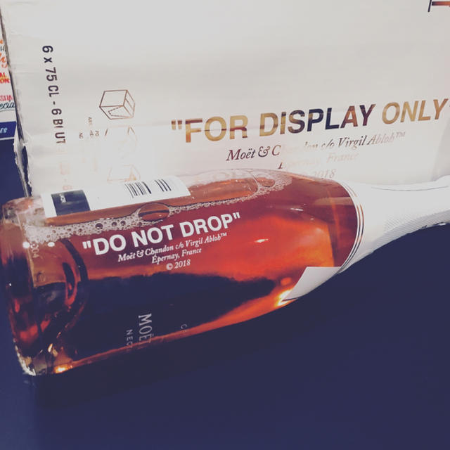 Moet & Chandon Nectar Imperial Rose by Virgil Abloh with Christofle Albi  Crystal Champagne Set