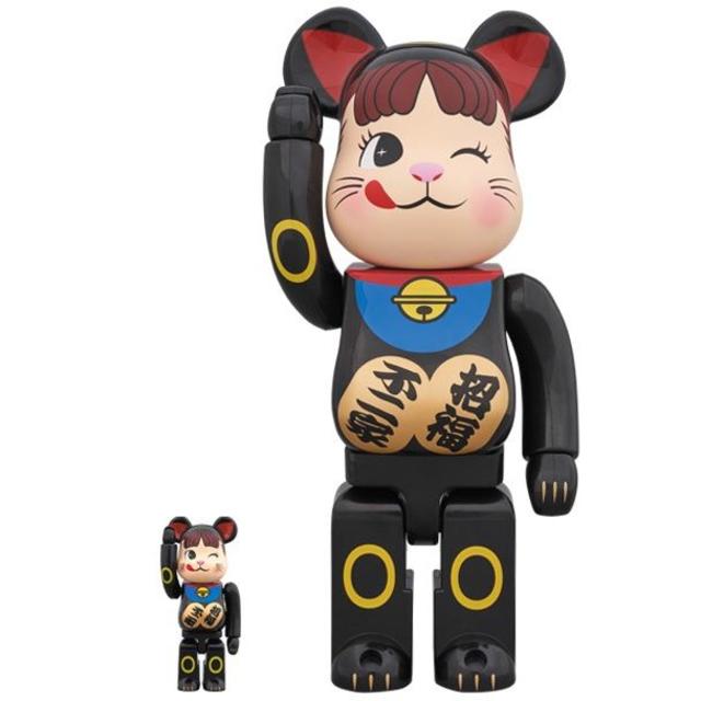 MEDICOM TOY(メディコムトイ)の【新品未使用】BE@RBRICK 招き猫 ペコちゃん 黒 100％ ＆ 400％ エンタメ/ホビーのフィギュア(その他)の商品写真