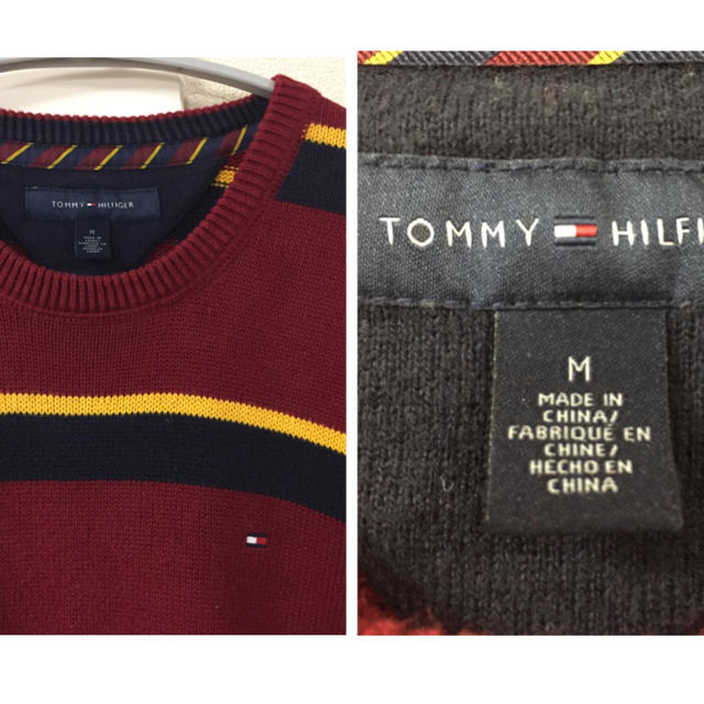 TOMMY HILFIGER(トミーヒルフィガー)の[レア] トミーヒルフィガー コットンニット  ワンポイント刺繍ロゴ ボーダー メンズのトップス(ニット/セーター)の商品写真