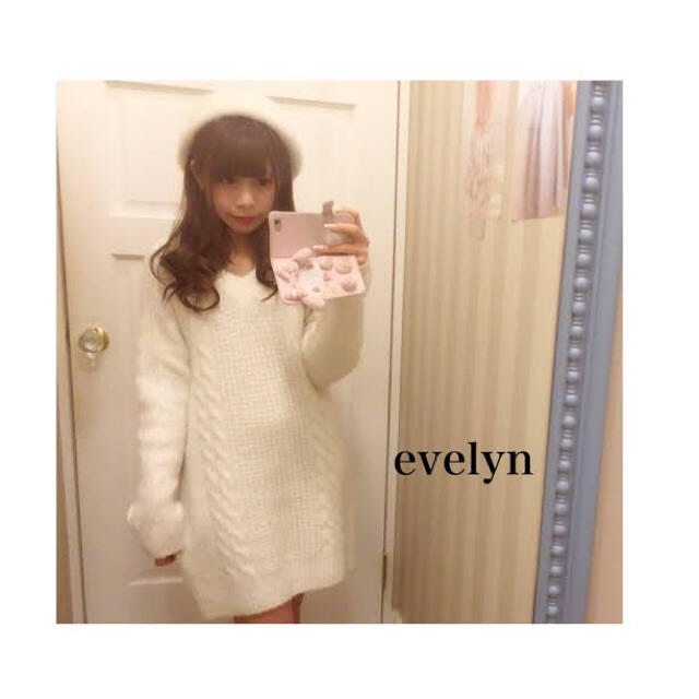 evelyn(エブリン)のevelyn ニットワンピース ♥ ホワイト レディースのワンピース(ミニワンピース)の商品写真