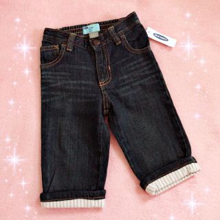 オールドネイビー(Old Navy)の☆OLD NAVYオールドネイビー☆折り返しストライプ☆デニムパンツ新品75cm(パンツ)