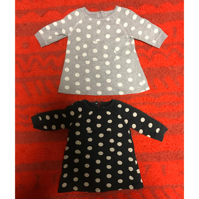 PETIT BATEAU(プチバトー)の2枚セット 色違い プチバトー PETIT BATEAU ワンピース キッズ/ベビー/マタニティのベビー服(~85cm)(ワンピース)の商品写真