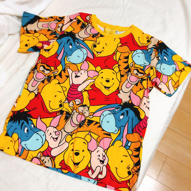 くまのプーさん(クマノプーサン)のプーさん 総柄Tシャツ レディースのトップス(Tシャツ(半袖/袖なし))の商品写真