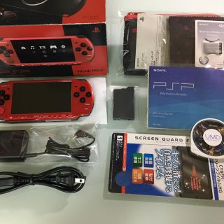 プレイステーションポータブル(PlayStation Portable)の新品同様 PSP-3000 レッド/ブラック(携帯用ゲーム機本体)