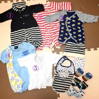 アナップキッズ(ANAP Kids)のベビー 新生児 男の子 洋服 ロンパース 肌着 スタイ 靴下 ミトン 帽子(ロンパース)