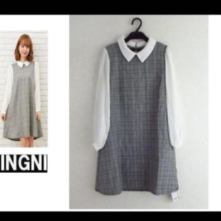 イング(INGNI)の★新品★INGNIイング★衿付グレンチェックフレア／ワンピース★(ひざ丈ワンピース)