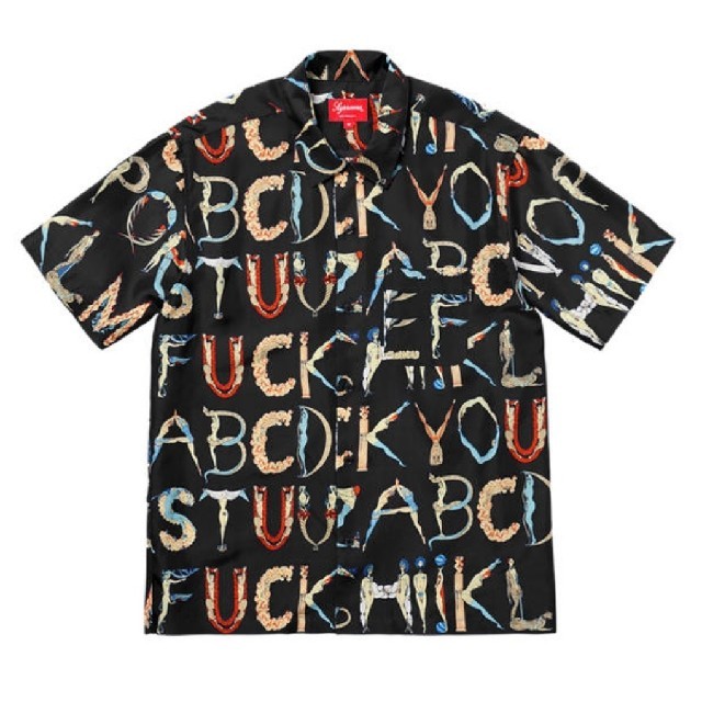 alphabet silk shirt BLACK　Lsizeのサムネイル