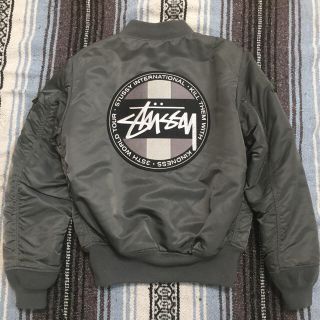 ステューシー(STUSSY)のstussy×alpha35周年限定ma-1ジャケット シルバーグレー(フライトジャケット)