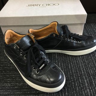 ジミーチュウ(JIMMY CHOO)のJIMMY CHOO black クロコ調エンボスドレザー (スニーカー)