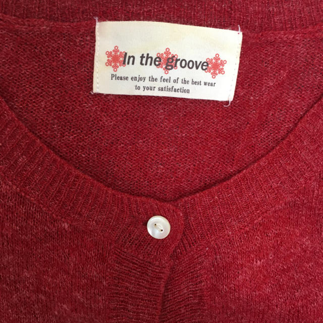 in the groove(インザグルーヴ)の赤 カーディガン レディースのトップス(カーディガン)の商品写真